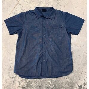 Oakley Shirt Mens M Blue Striped Short Sleeve Button Up Casual Outdoor